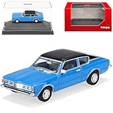 Ford Taunus TC 1600 Coupe Blau Knudsen 1970-1982 mit Sockel und Vitrine H0 1/87 Herpa Modell Auto mit individiuellem Wunschkennzeichen