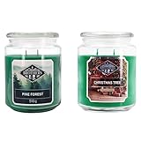 Candle-Brothers Duftkerzen Set Weihnachten | Pine Forest & Christmas Tree | Tannenduft & Winterduft | 2 x 510g | 100h Brenndauer | Geschenkset für Weihnachten & Winter