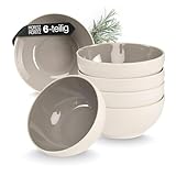 Moritz & Moritz CAVO Müslischalen 6er Stone - Stylisches und robustes Schalen Set aus Steinzeug für Müsli, Suppen & Salate - Spülmaschinenfest, mikrowellengeeignet, ideal für den täglichen Gebrauch