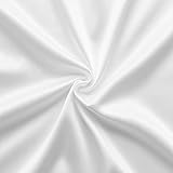 STOFFKONTOR Stretch Satin Modestoff Meterware, Kleiderstoff - Stoff glänzend - Farbe Weiß, Breite ca. 150 cm, Gewicht ca. 160 g/lfm
