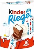 Kinder Riegel - 10 Einzelriegel, einzeln verpackte Schokoriegel, zartschmelzende Vollmilchschokolade mit Milchcremefüllung, ohne Farb- und Konservierungsstoffe, 210g