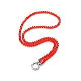 AKKi jewelry Vario kette für Anhänger kettenanhänger strass Crystall Perlen Damen Frauen Schmuck glass glitzer runder karabiner Strass Clip Verschluss Perlenkette 8mm 80cm Rot