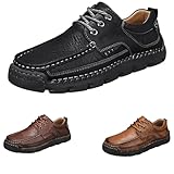 Generisch Lederschuhe Herren Handgemacht Wanderschuhe Herren Leicht Sportschuhe Flache Sohle Sneaker rutschfest Trekkingschuhe Einfarbig Walkingschuhe Bequem Outdoorschuhe Laufschuhe Weich Halbschuhe