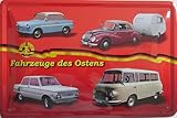 Blechschild Schild 20x30cm - Fahrzeuge des Ostens DDR Barkas B1000 IFA F9 Lada LKW PKW Wohnwagen