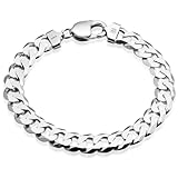 QUADRI - Elegante Armband aus Panzerkette (Cubana) - Breite 12mm - für Männer und Frauen aus 925er Echtsilber - Länge 19 cm - Silberkette Kette anlaufgeschützt - Zertifikat Made in Italy