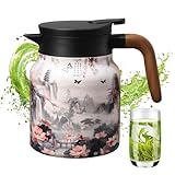 1L Teekannes Mit Siebeinsatz, Thermoskanne, Vintage Floral Pattern Tea,Vintage-teekanness Mit Blumenmuster, Vintage-,Edelstahl-Thermokaraffe Mit Deckel Für Zuhause, Wohnung