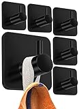 4smile Handtuchhalter ohne Bohren, 6er Set, schwarz - Badezimmer Handtuchhalter aus Edelstahl, funktionale Klebehaken, hohe Tragkraft - Wasserfeste Haken für Bad, Haken selbstklebend, Handtuchhaken