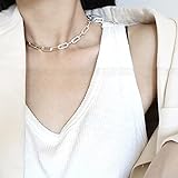 Halskette Schmuck Ketten Frauen Herren Halskette 925 Sterling Silber Dicke Breite Kettenhalsketten Für Damen Herren Einstellbares Halsband Zubehör Silber