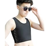 BaronHong Bunte Double Layer Mesh Brustbinder für Tomboy Trans Lesbian (schwarz, S)