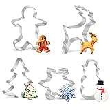Joyoldelf Ausstechformen Weihnachten Edelstahl Ausstecher Set für Fondant Sandwiches Brot Plätzchen Halloween Tortendekorationen, 5 Stück