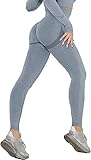 ORANDESIGNE High Waist Leggings Damen Sport Fitness Yogahose Lange Blickdicht Leggings Yoga Hose Sporthose Leggins Fitnesshose Blau S