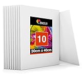 Zenacolor - Canvas Set 10 teilig - Leinwand zum Bemalen 30x40cm - Gemälde auf Leinwand, Acrylmalerei, Ölgemälde, Gouache, Aquarell - 100% Säurefreie Baumwolle.