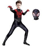 KJHGVBM Spiderman Kostüm Kinder far from Home,Spiderman Erwachsene Cosplay Maske für Karneval Halloween,Original Superhelden Verkleidung Anzug Schwarz Jungen Mädchen 3-14 Jahre, (150~160)cm