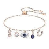 Swarovski Symbolic Armband, Unendlichzeichen, Augensymbol und Hufeisen, Blau, Roségold-Legierungsschicht