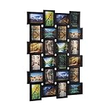 Relaxdays Bilderrahmen, Collage für 24 Bilder, 10x15 cm, Hoch- & Querformat, Fotorahmen Wand, H x B: 59 x 86 cm, schwarz