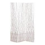 DESIGN DELIGHTS Weiden RAUMTEILER Wave 3 | 170x120 cm (HxB), Weidenholz | 3-teilige Trennwand, Paravent, Zweig Raumtrenner | Farbe: weiß