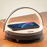 EZVALO Nachttischlampe 4-in-1 Musik Tischlampe Touch Dimmbar 10W Wireless Charger Nachtlicht Bluetooth-Lautsprecher für Schlafzimmer Wohnzimmer Büro