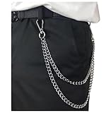 Stilvolle Edelstahl-Geldbörsen-Kette für Männer und Frauen, 40+50cm lang, mit Punk-Schlüsselanhänger. Ideal als Hose- oder Jean-Kette für Biker und Trucker (Silber)