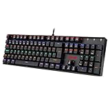 Redragon K551 Mechanische Gaming Tastatur Keyboard mit Staubgeschützten Rote Schalter 104 Tasten für PC Gaming DE QWERTZ (Rainbow LED Beleuchtet)