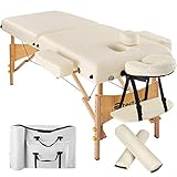TecTake Massageliege 7,5cm reine Polsterung + 2 Lagerrungsrollen + Tasche -diverse Farben- (Beige)
