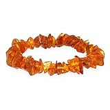 Lebensquelle Plus Bernstein Splitterarmband | Handgefertigtes Elastisches Stretch Splitter Armband | Echter natürlicher Edelstein (Bernstein, honigfarbend)