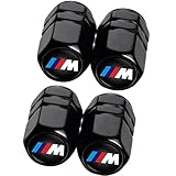4 Stück Ventilkappen, Reifen Ventilkappen für BMW M M2 M4 M5 M6 M8 X1 X2 X3 X5 X6 M135i M240i Z4 328i X7, Ventilkappen mit Dichtung für stabilen Reifendruck, Autoventil Kappe, Auto Zubehör, Schwarz