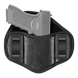 ZONSUSE Universelles IWB Waffenholster, Taktisches Pfannkuchen Holster, Pistolenholster zum Verdeckten Tragen, PU-Leder Pistolentasche für Männer/Frauen, Kompatibel mit Glock, P99 (Ohne Magazintasche)