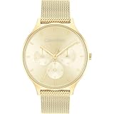 Calvin Klein Multi Zifferblatt Quarz Uhr für Damen Kollektion Timeless MESH MF mit Goldfarben Edelstahl-Mesh-Gliederarmband - 25200103