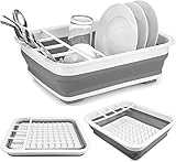 AMZMUKAUP Faltbarer Abtropfständer - Spülschüssel für Camping, Wohnwagen, Outdoor-Aktivitäten, Küche - Grau