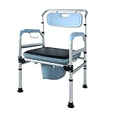 UISEBRT Toilettenstuhl Höhenverstellbar WC-Stuhl Nachtstuhl Dusch Antirutschenden mit Toiletteneimer für Behinderte Person, ältere Menschen