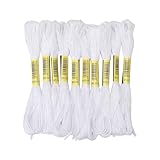 KALUROIL 24 PCS Stickgarne - Hochwertige Seidenfaser Stickgarn - Weiß für Kreuzstich, Stickerei, Freundschaftsbänder und mehr