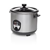 Tristar Reiskocher, 1,5L, Reis für bis zu 10 Personen ohne Anbrennen, Mit Warmhaltefunktion, 500W, Schwarz, Edelstahl, RK-6127