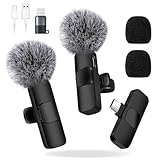 ChicSolis Kabelloses Lavalier Mikrofon Wireless Mini: 2 Plug-Play Lavalier Mikrofon Wireless für iPhone Android MacBook Ipad - Ansteckmikrofon für Videoaufzeichnung Interview Vlog Live YouTube TikTok