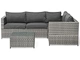 Beliani Trendy Lounge Set 5-Sitzer Ecksofa Couchtisch Rattan grau Avola