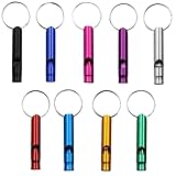 SGERUFZ 9 Pcs Aluminum Whistle, Signal Whistle, Loud Emergency Decibel High Emergency Whistle with Keychain, Rescue Whistle, Small Whistle, Thriller for Outdoor Wild Hiking Training