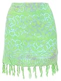 GURU SHOP Kurzer Wickelrock mit Fransen, Strandrock - Grün, Damen, Synthetisch