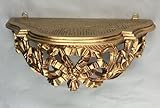 Pintici Wandregal Wandspiegelkonsole Wandkonsole B/H/T 30x15x15cm Wandablage ANTIK REPRO Retro Hängeregal Antikstil Blumenregal Shelf CP73 (Gold)