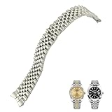 EAMOM 316L Edelstahl-Armband, 20 mm, passend für Rolex Datejust Oyster Perpetual 36 mm, Zifferblatt-Armband, silberfarben, goldfarben, solides Armband (Color : Silver 2, Size : 20mm)
