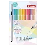 STABILO - Premium-Filzstift - Pen 68 - Pastellove Set - 15er Pack - 15