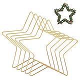 5er-Pack Metallringe zum Basteln,Metall Stern mit 20 cm Durchmesser,Hängende Metallsterne Fenster Deko,Geeignet für Feiertagsdekorationen,Hochzeitsdekorationen,DIY-Traumfänger(Gold)