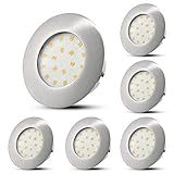 6er Set LED Einbaustrahler 230V 5W Ultraflach mini Spot 60mm-68mm Rund Modul Deckenleuchte Warmweiß 500LM für das Bad Küche Büro Gang Feuchtraum