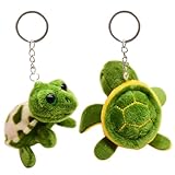 2 Stück Schildkröten-Schlüsselanhänger, Schildkröten-Plüschtier, Schlüsselanhänger Plüschschildkröte, Niedlicher Tieranhänger, Taschenpuppen-Anhänger, Mini-Schildkröten-Anhänger