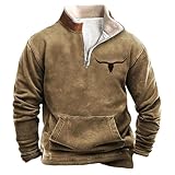 Fulidngzg Pullover mit Reissverschluss Herren, Langarm Zip Sweatshirt Norweger Thermo Arbeitspullover Fleecepullover Winter Fleece Skipullover Winterpullover Ohne Kapuze Jagd Pulli