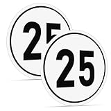 Geschwindigkeitsschild 25 km/h Aufkleber Ø20 cm 25 kmh schild Geschwindigkeitsaufkleber für Anhänger Landmaschine Bus Wohnwagen Aluminium Geschwindigkeitsschild KFZ Set (2)