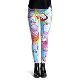 cosey - Neon Line Leggings - knallige Farben- in verschiedenen Leuchtend bunten Designs (Einheitsgröße) (Popart)