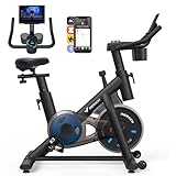 MERACH Heimtrainer Fahrrad, Leises Hometrainer Fahrrad mit Verbessertem LCD-Monitor, Indoor Cycling Bike mit Verstellbarem Widerstand für Kardio-Training zu Hause, Mit Eigener App, Bis 136 KG