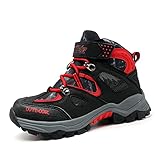 Kinder Wanderschuhe Winterschuhe Jungen Schneestiefel Warm Mädchen Outdoor Trekking Schuhe rutschfeste Mid Trekkingstiefel Schwarz Rot gr 36