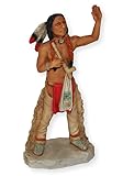 Indianerfigur Häuptling Medizinmann Skulptur Sitting Bull H 17 cm stehend mit Pfeife und Feder