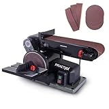 Practixx Band- und Tellerschleifer PX-BTS-370 Bandschleifer | 370W | Ø150mm Schleifteller | Bandlänge 100x915mm | Band-Speed 450m/min | Alu-Tisch & Queranschlag | Schleifmaschine mit 6-tlg Schleifset