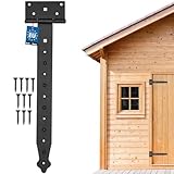 KOTARBAU® Kreuzgehänge Schwarz 350 mm Ladenband Scharnier Schwarz Band Türscharnier Aussen Tor Scharniere Torbänder Torscharnier Baubeschlag Gartentorband Pulverbeschichtet Türband